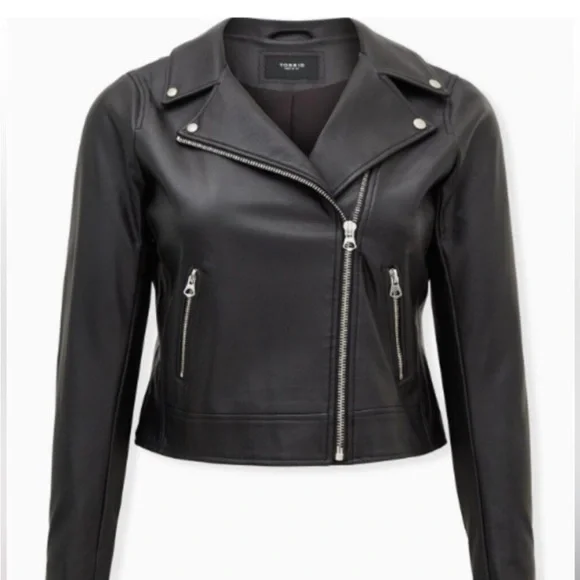 Eloquii Black Faux Leather Moto Jacket - Picture 2 of 5